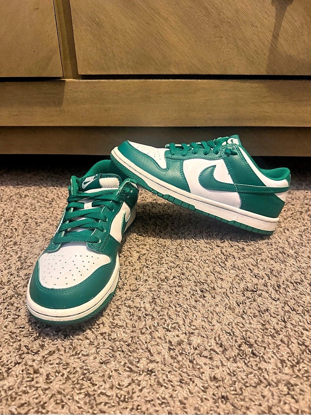 Nike Dunk Low Retro 'Miami Hurricanes' Green & White Sneakers 5.5Y